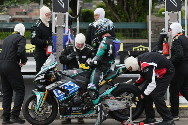 Michael Dunlop in a pit stop