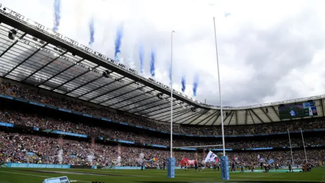 Fireworks go off at Twickenham