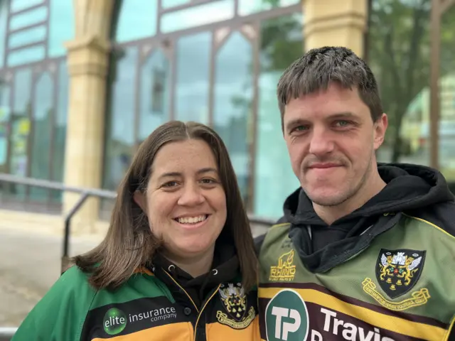 Emma and Richard at the Saints celebration parade