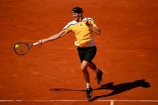 Alexander Zverev hitting a forehand