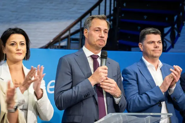 Belgian Prime Minister Alexander De Croo making a speech