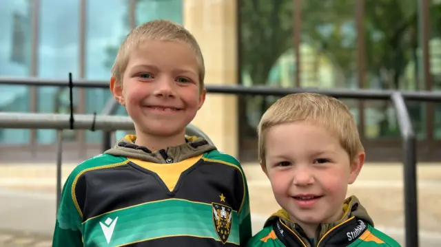 Harrison and Connor, Northampton Saints fans