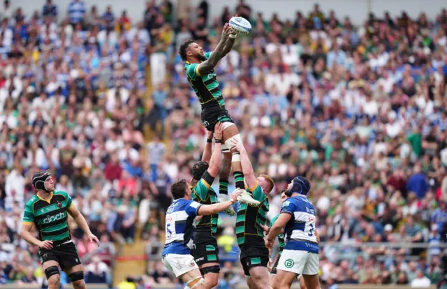 The Saints in action during Saturday's match at Twickenham