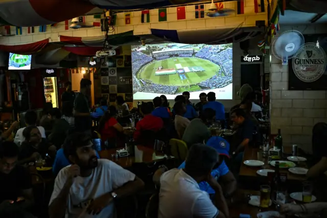 India fans at a pub in Bengaluru