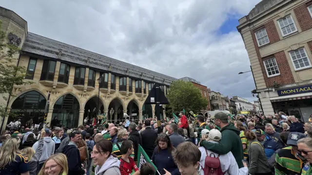 Saints fans in the town centre