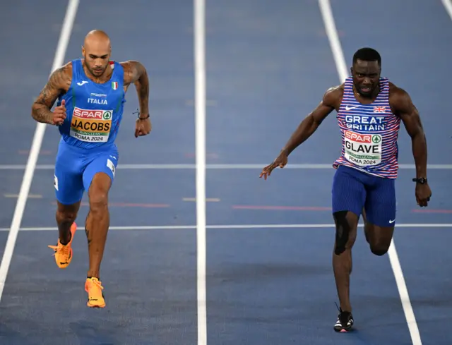 Lamont Marcell Jacobs (left) and Romell Glave (right)