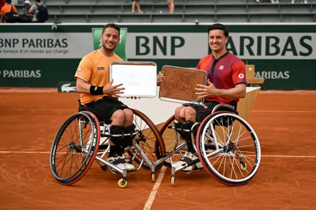 Alfie Hewett and Gordon Reid with French Open trophies