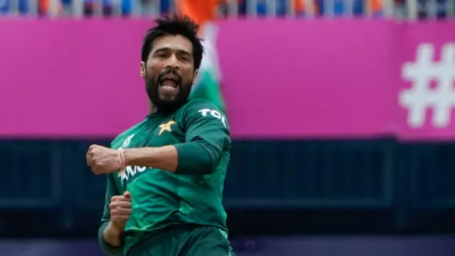 Mohammad Amir celebrates