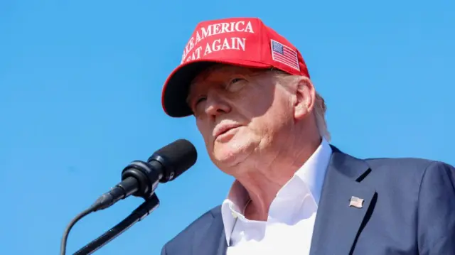 Republican presidential candidate, former U.S. President Donald Trump speaks during a rally