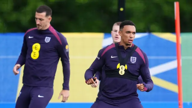 England players during training