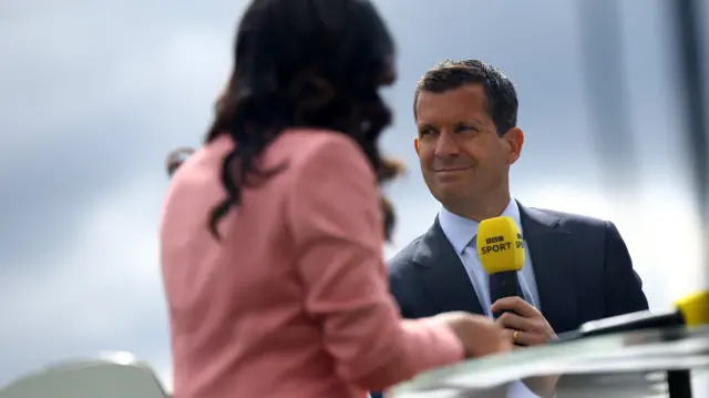 Tim Henman working for BBC TV