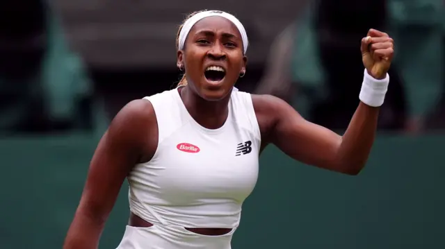 Coco Gauff celebrates