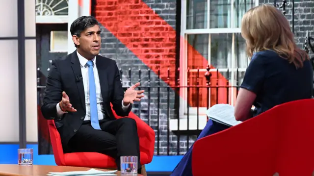 Rishi Sunak talking to Laura Kuenssberg