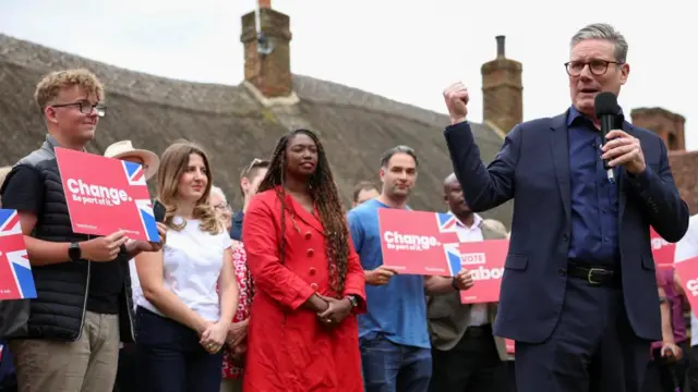 Labour leader Sir Keir Starmer speaking to supporters in Buckinghamshire