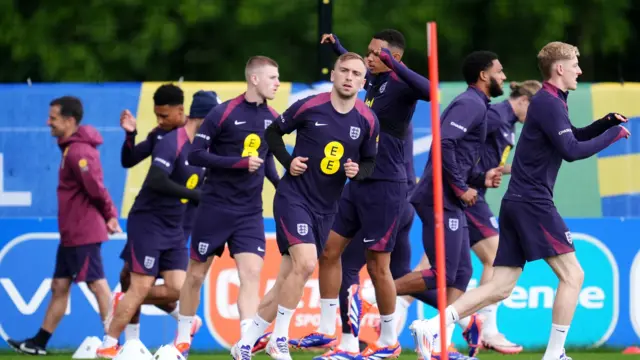 England players during training