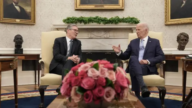 Joe Biden and Keir Starmer meet in the Oval Office in Washington DC