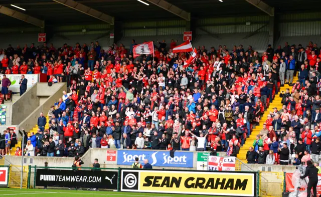 Larne fans in the "home" end at Solitude last year