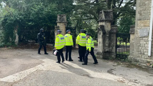 Police outside cemetery