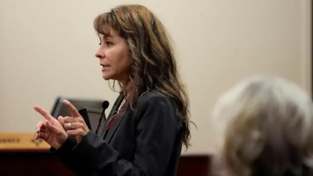 Prosecutor Erlinda Ocampo Johnson speaks during actor Alec Baldwin's hearing in Santa Fe County District Court, Wednesday, July 10, 2024