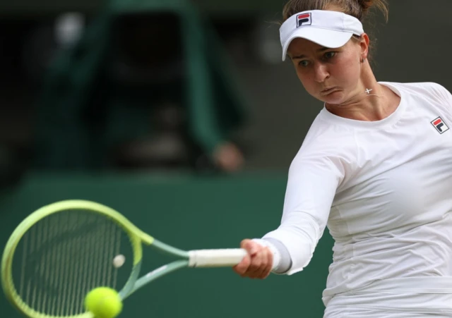 Barbora Krejcikova of Czech Republic in action