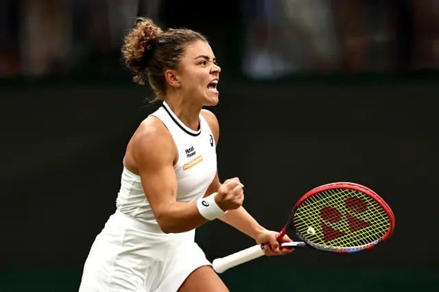 Jasmine Paolini of Italy celebrates a point