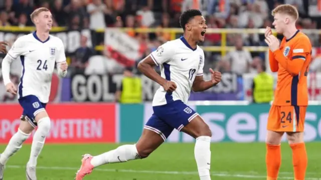 Ollie Watkins celebrating England's winner