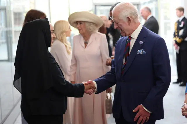 King Charles greets Senedd staff members