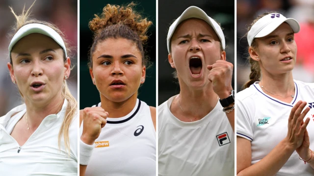 A split picture of Donna Vekic, Jasmine Paolini, Barbora Krejcikova and Elene Rybakina