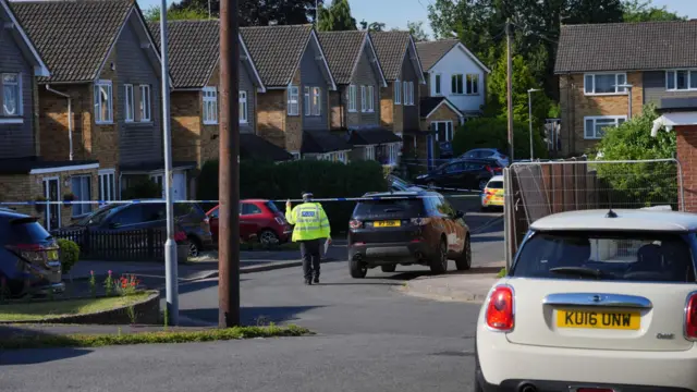 A view of Ashlyn Close with police nearby