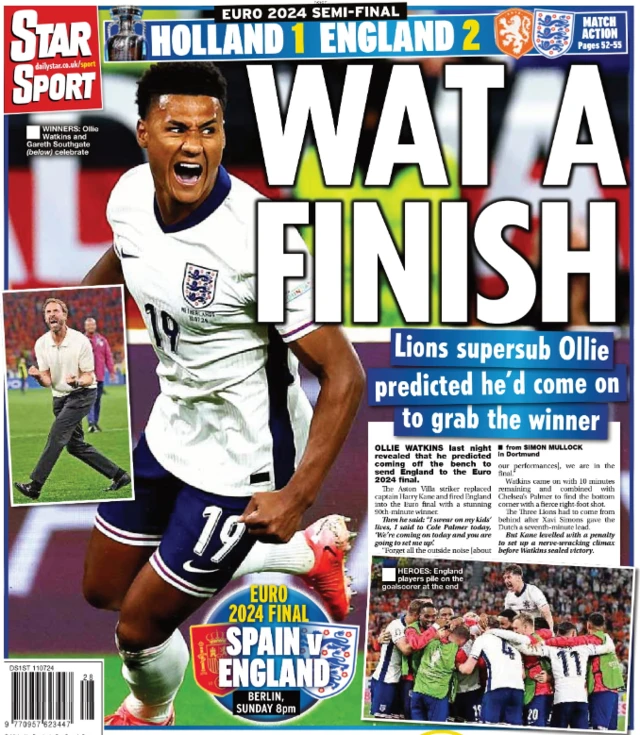 Back page of the Daily Star on 11 July 2024