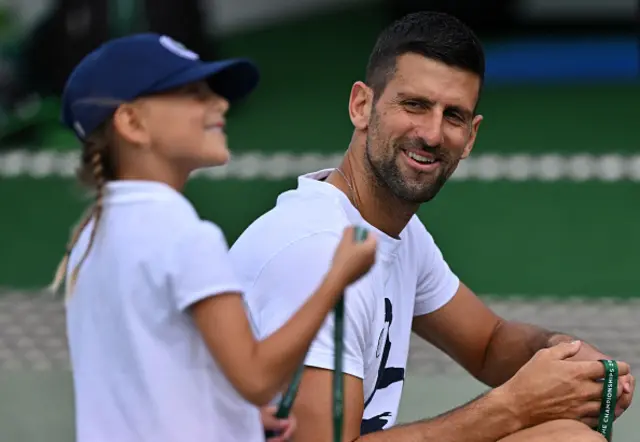 Novak Djokovic takes part in a training session