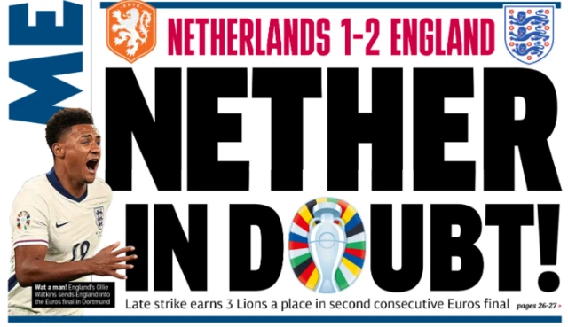 Front page of the Metro on 11 July 2024