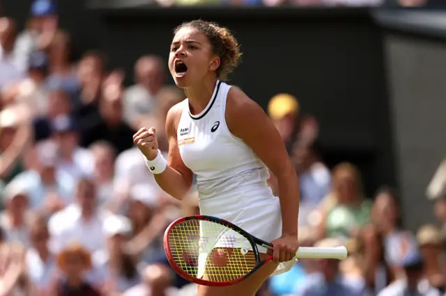 Jasmine Paolini of Italy celebrates