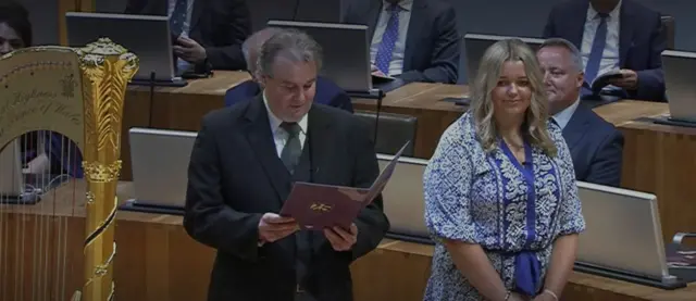 Poems being read out by Aron Pritchard and Poems were also read out by Senedd staff member Aron Pritchard and Welsh Youth Parliament Member, Ffion Fairclough.