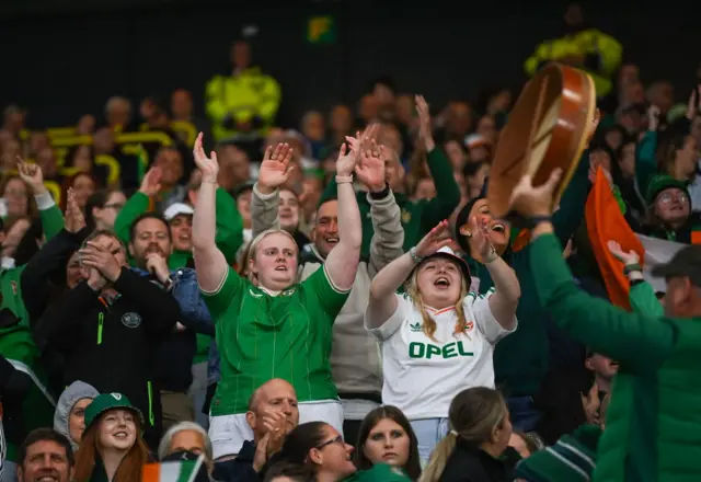 irish fans celebrate the goal