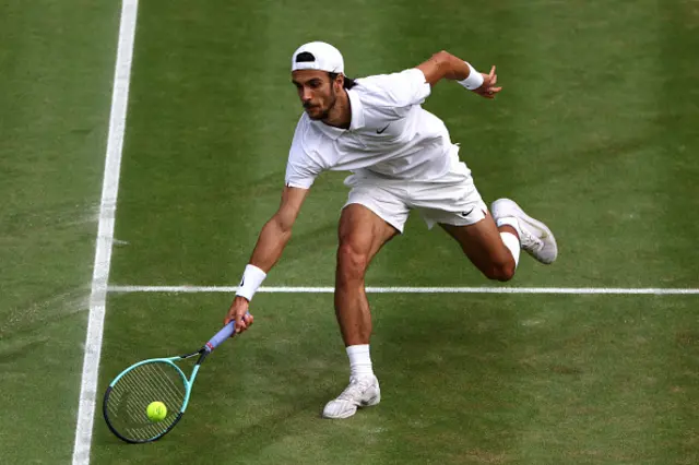 Lorenzo Musetti of Italy plays a forehand