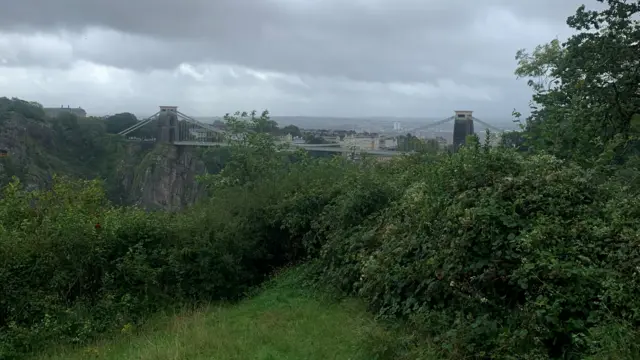 The view of Clifton Suspension Bridge from Leigh Woods