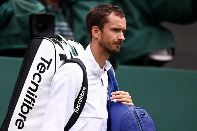 Daniil Medvedev arrives on Centre Court