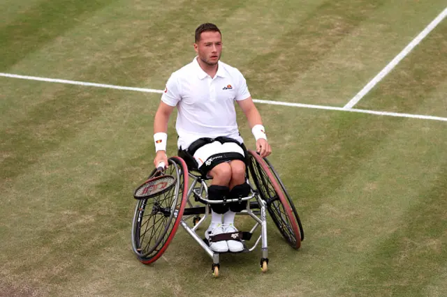 Alfie Hewett of Great Britain looks on