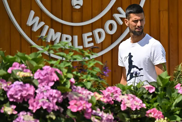 Novak Djokovic takes part in a training session