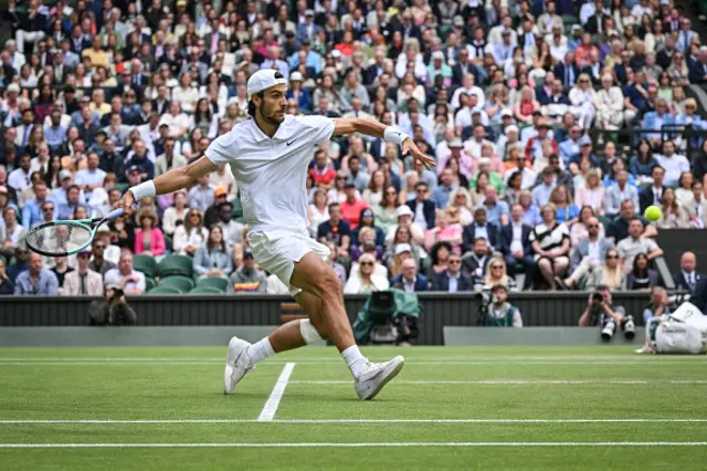 Musetti plays a forehand