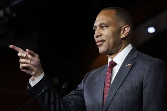 House Minority Leader Hakeem Jeffries photographed during a press conference