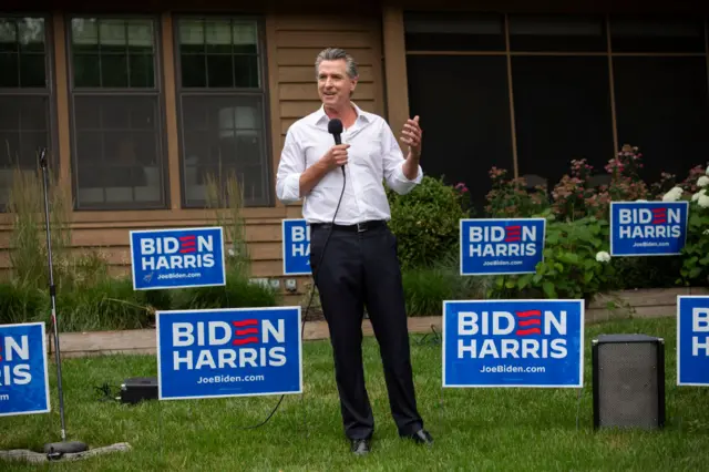 Gavin Newsom campaigns for Joe Biden