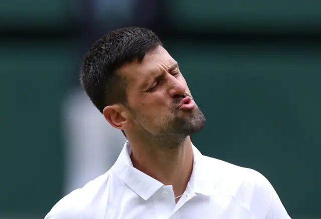 Novak Djokovic of Serbia reacts