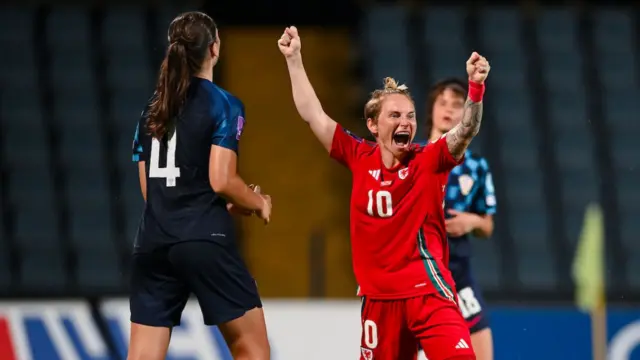 Jess Fishlock celebrates