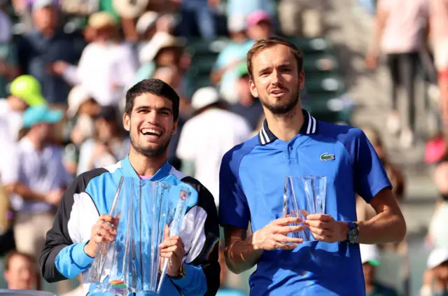 Carlos Alcaraz and Daniil Medvedev at Indian Wells in March