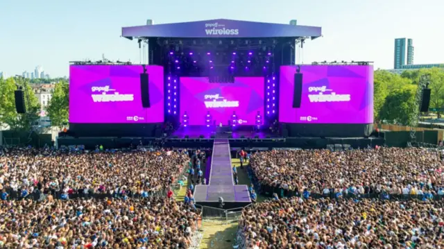 General view of the stage at the Wireless festival in London