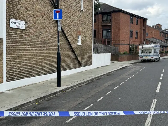 A police crime scene on Scotts Road in London