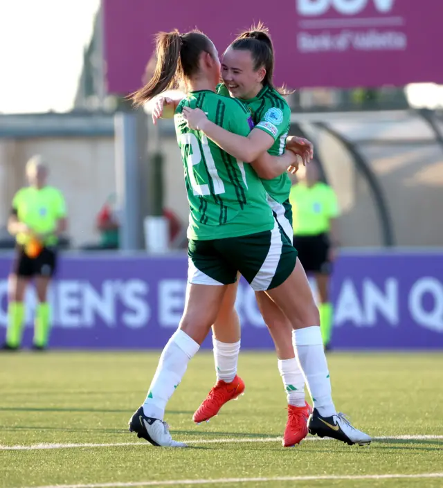 Keri halliday and Kerry Beattie celebrate