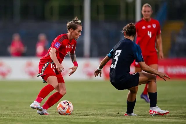 Jess Fishlock runs at the Croatia defence